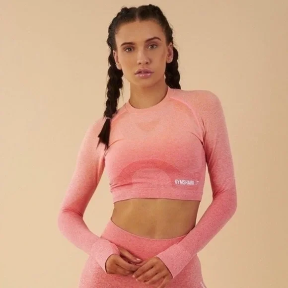 Gymshark top | Gymshark | vital ombré seamless cropped long sleeve top - Picture 5 of 6